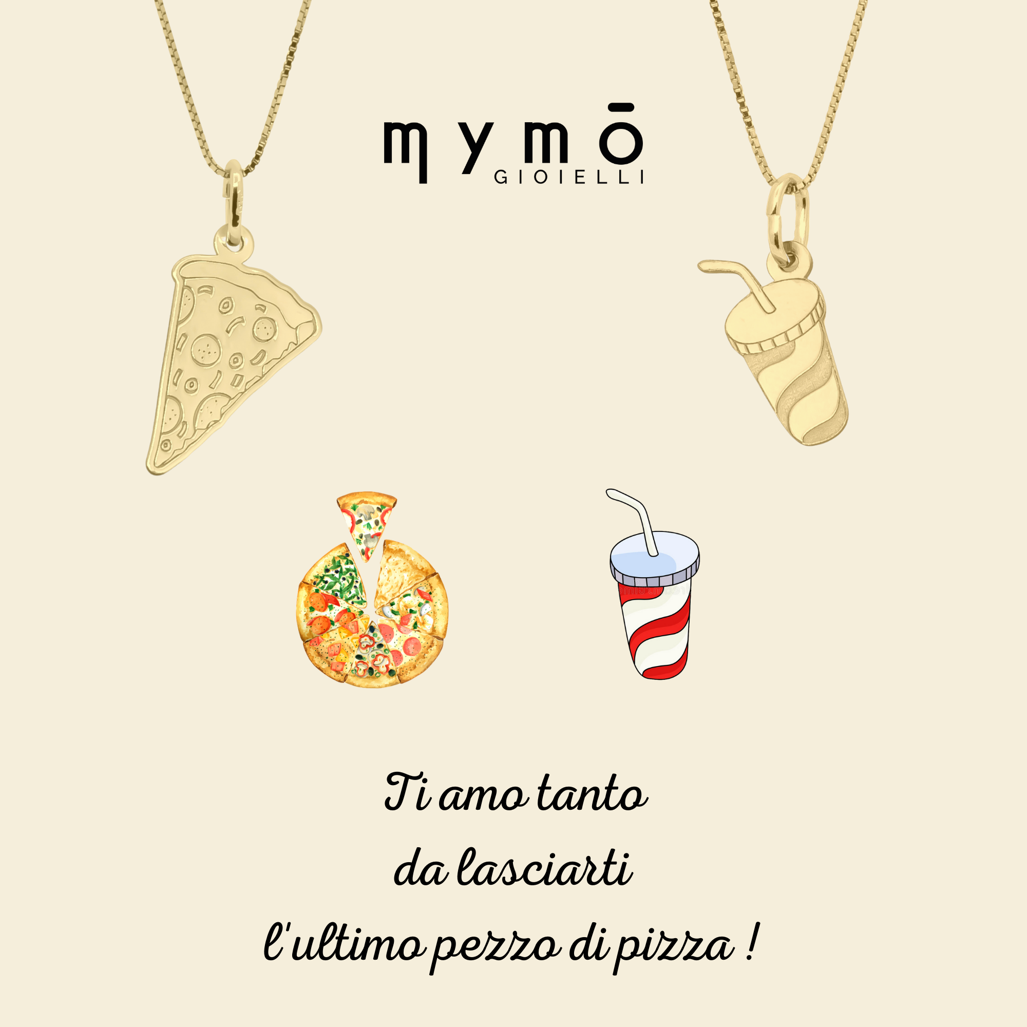 Collana coppia Pizza e Bibita – My Mō Gioielli