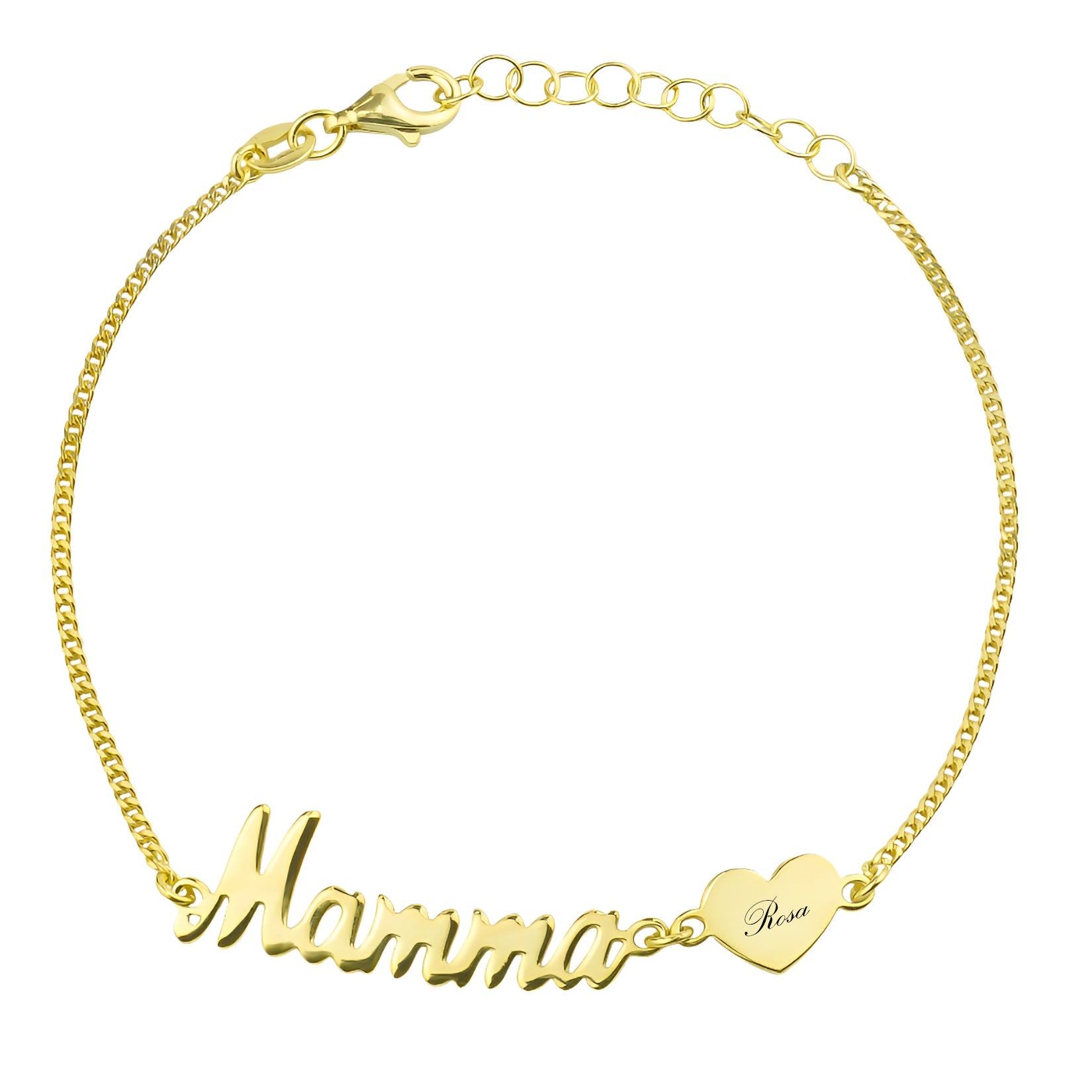 Bracciale Minimal Con Iniziale A Cuore FaithHeart: Regolabile In Acciaio Inox Oro 18K, Gioiello Personalizzato Donna - 4