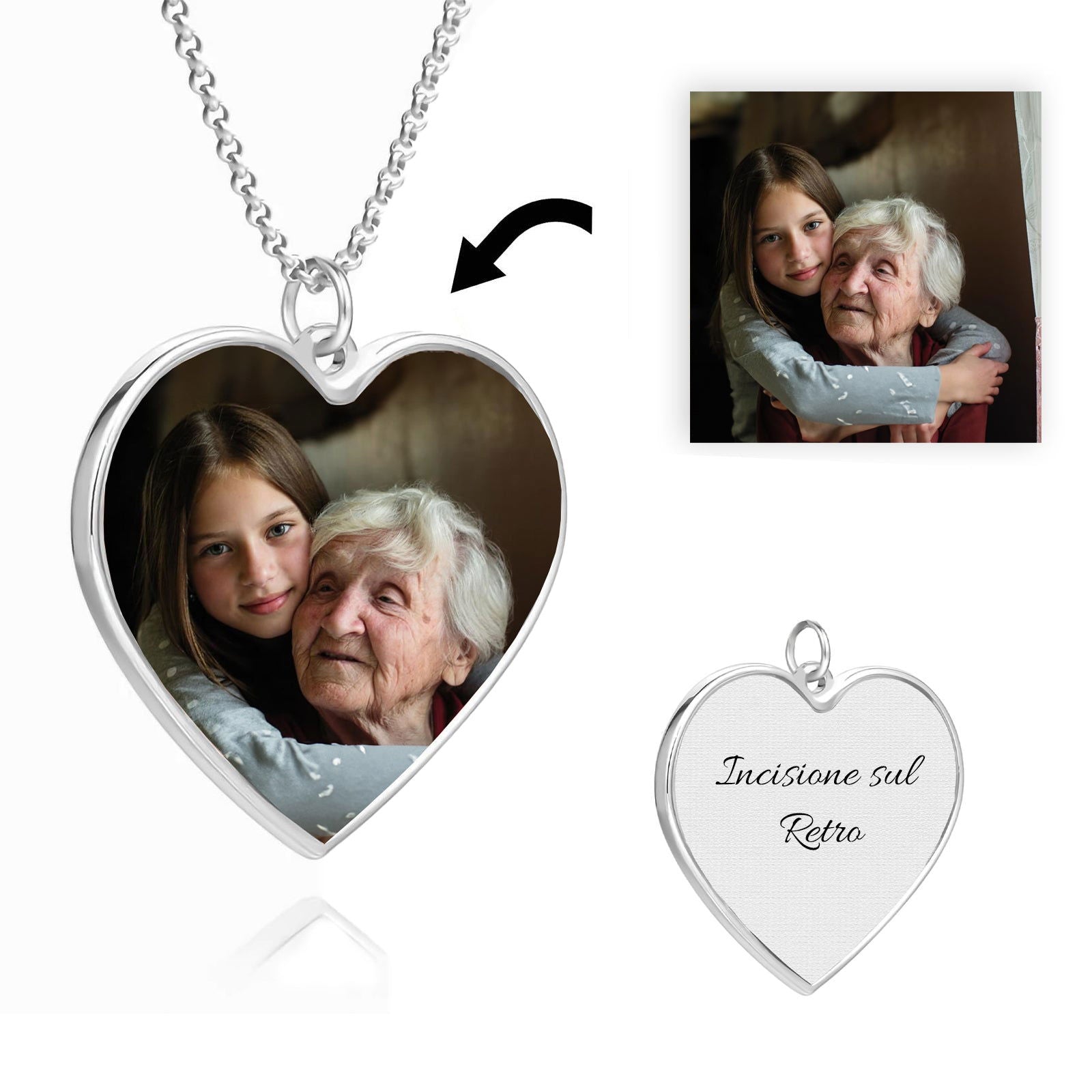 Collana Acciaio con Fotoincisione Medaglietta Rettangolare – L'Angolo