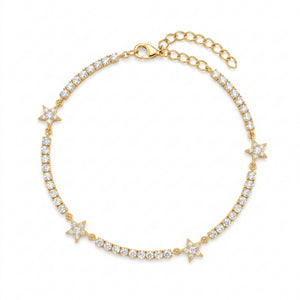 Tennis Ankle Bracelet with Pavé Stars
