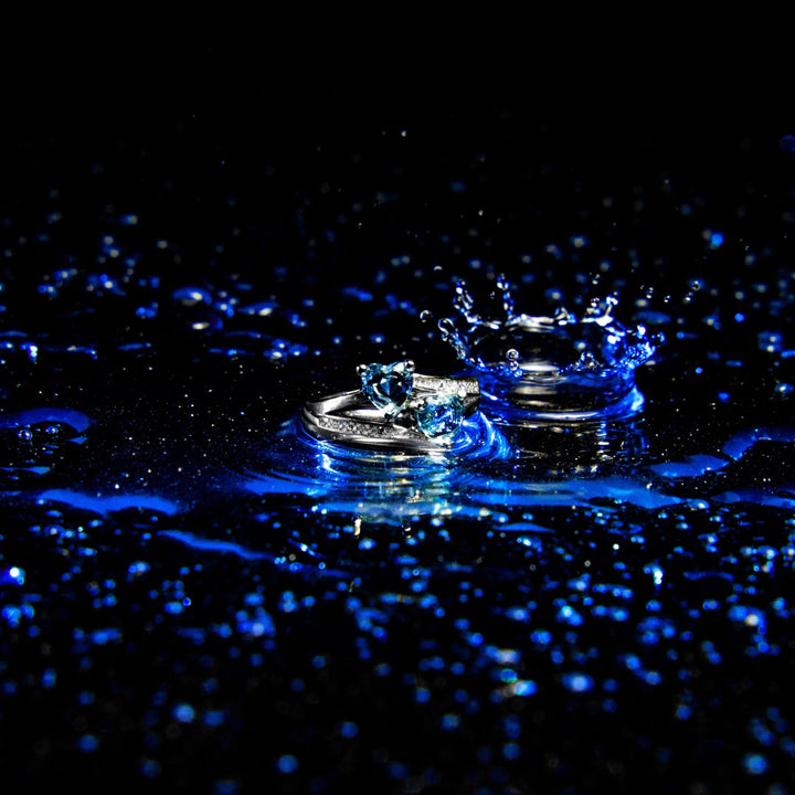 Anello doppio Cuore Blu - My Mo Gioielli