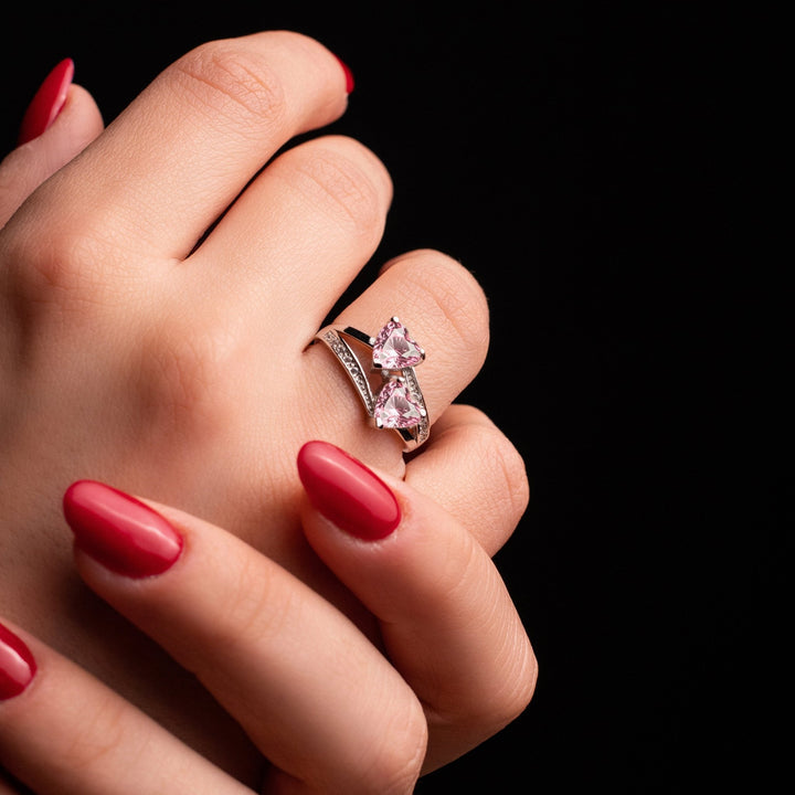 Anello doppio Cuore Rosa - My Mo Gioielli