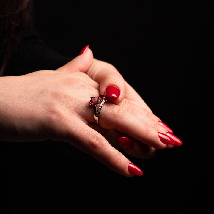Anello doppio Cuore Rosso - My Mo Gioielli