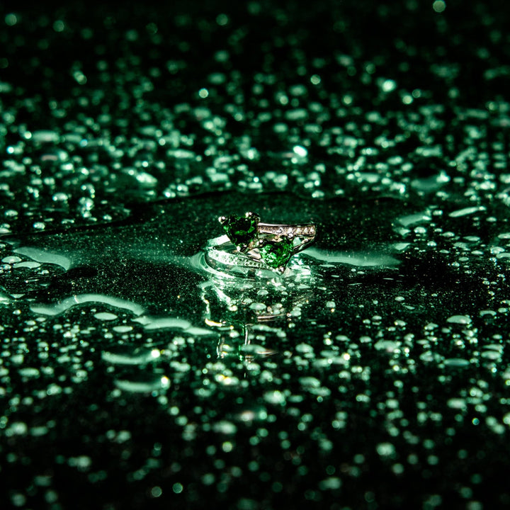 Anello doppio Cuore Verde - My Mo Gioielli