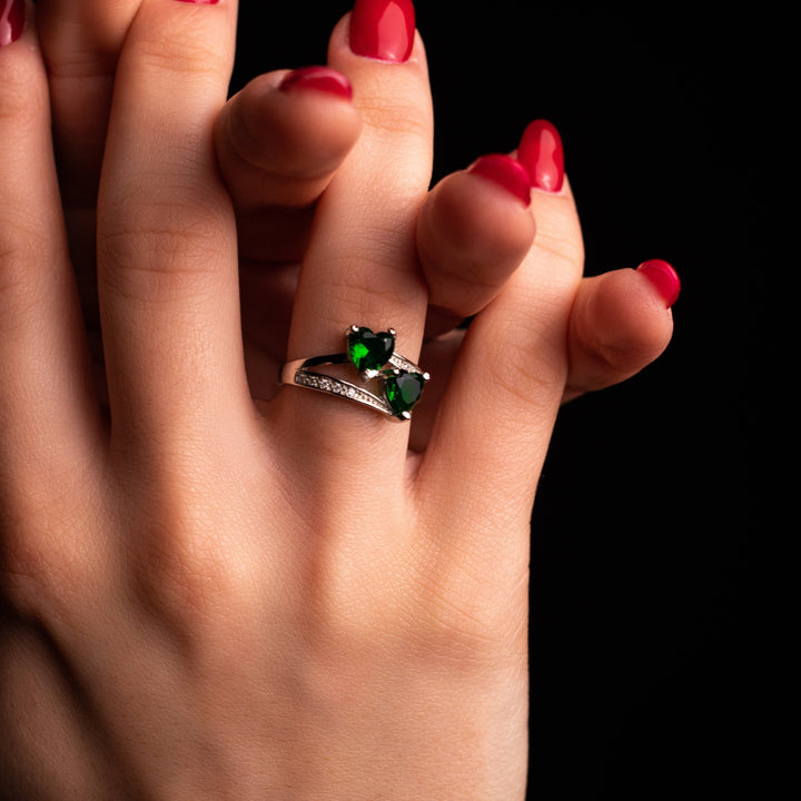 Anello doppio Cuore Verde - My Mo Gioielli