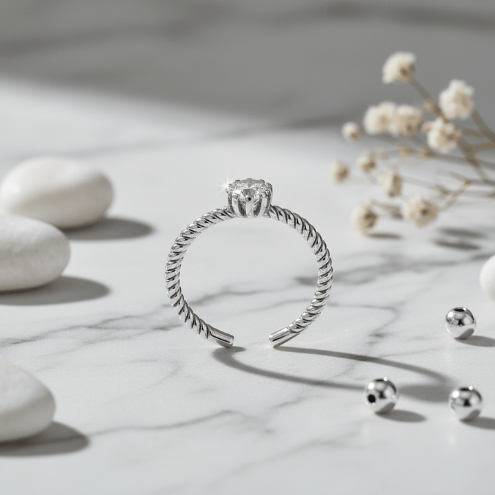 Anello Solitario con Gambo Cordonato - My Mo Gioielli