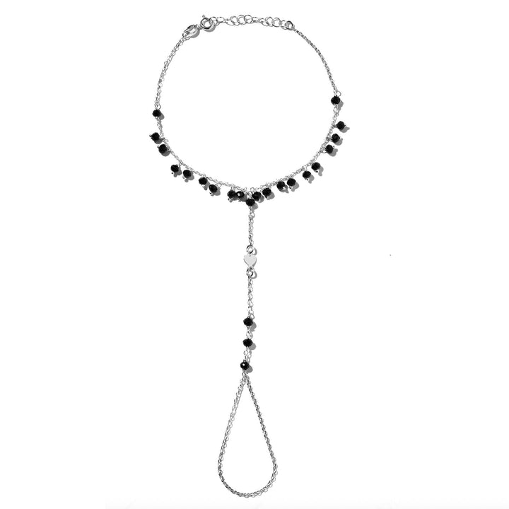 Bracciale Baciamano con cuoricino e pietre nere - My Mo Gioielli
