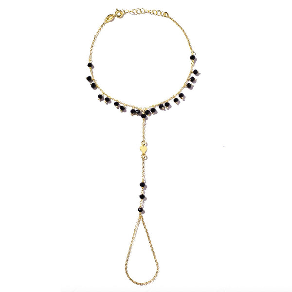 Bracciale Baciamano con cuoricino e pietre nere - My Mo Gioielli