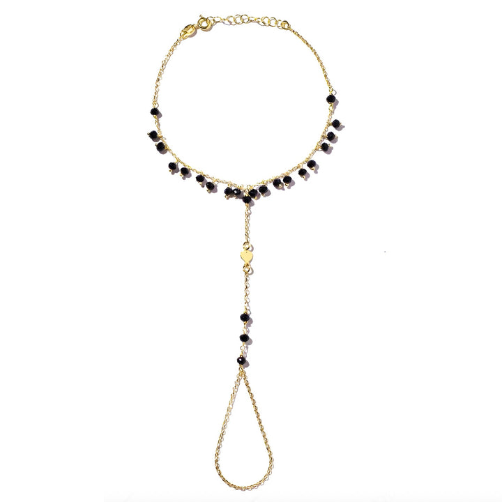Bracciale Baciamano con cuoricino e pietre nere - My Mo Gioielli