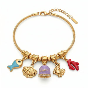 Bracciale con Campanella Capri Smaltata Glicine e Charms del Mare - My Mo Gioielli