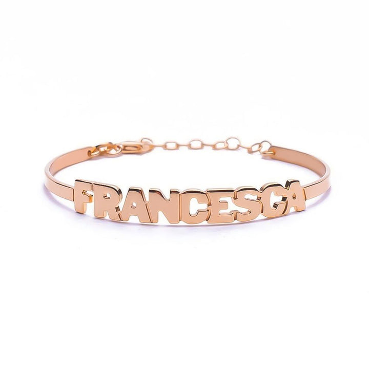 Bracciale Nome Stampatello Rigido Aperto - My Mo Gioielli
