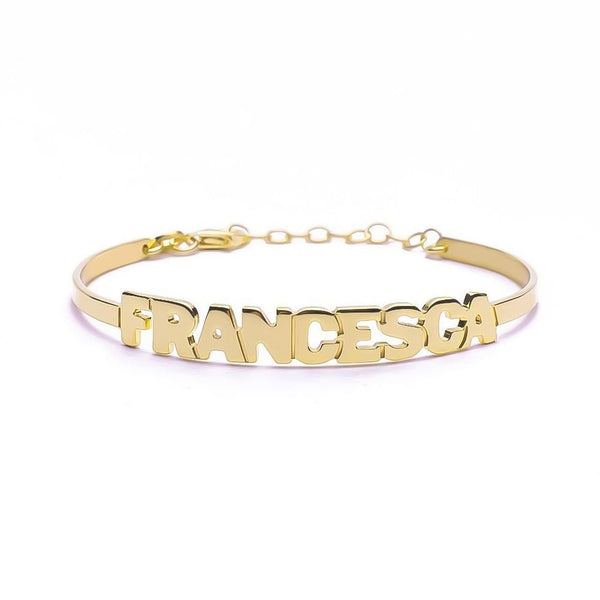 Bracciale Nome Stampatello Rigido Aperto - My Mo Gioielli