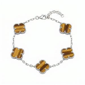 Bracciale Quadrifoglio con Occhio di Tigre - My Mo Gioielli