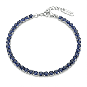 Bracciale Tennis con Zirconi Blu 3 mm in Acciaio Inossidabile - My Mo Gioielli