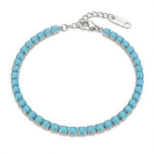 Bracciale Tennis con Zirconi Turchese Opaco 3 mm in Acciaio Inossidabile - My Mo Gioielli