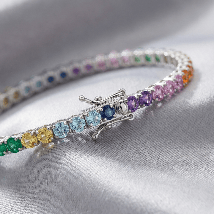 Bracciale Tennis Regolabile Con Fiori E Zirconi Rosa – YA4731, Elastico, In Ottone, Per Donna - 5