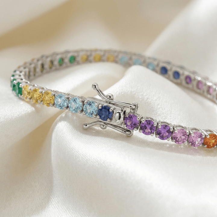 Bracciale Tennis Regolabile Con Fiori E Zirconi Rosa – YA4731, Elastico, In Ottone, Per Donna - 6