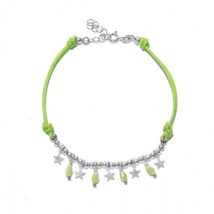 Cavigliera Cordino Verde con Pendenti Cristalli e Stelle - My Mo Gioielli