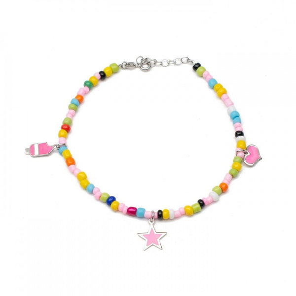Cavigliera Multicolor con pendenti Gelato, Stella, Cuore Rosa - My Mo Gioielli