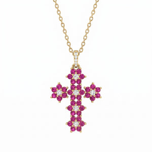 Collana Croce "Magic Emerald" Fucsia - My Mo Gioielli