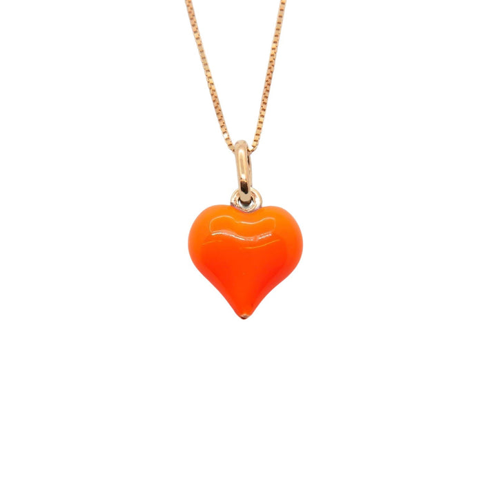 Collana Cuore Bombato Smaltato Arancione Fluo - My Mo Gioielli