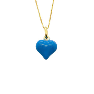 Collana Cuore Bombato Smaltato Azzurro - My Mo Gioielli