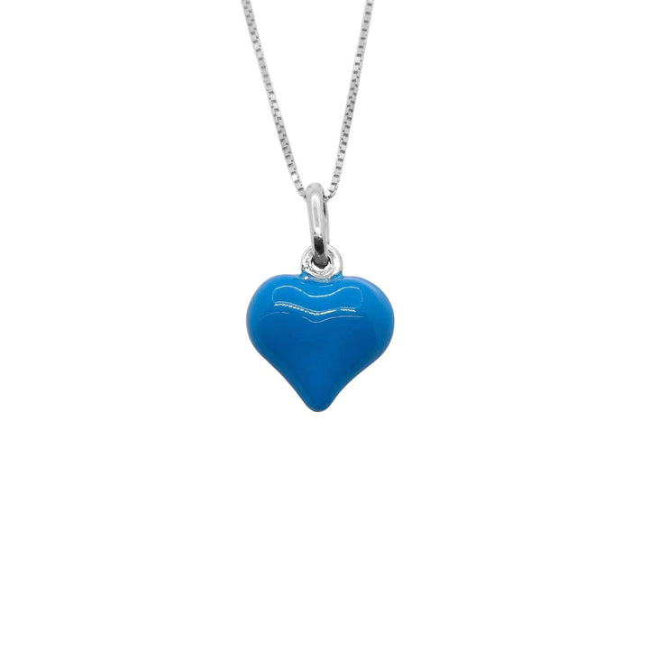 Collana Cuore Bombato Smaltato Azzurro - My Mo Gioielli