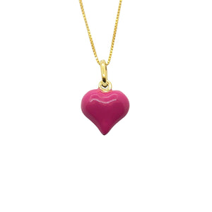 Collana Cuore Bombato Smaltato Fucsia - My Mo Gioielli