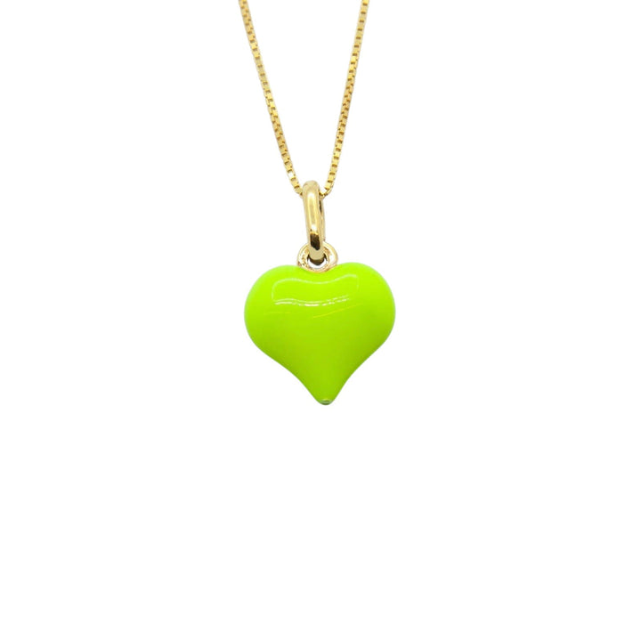 Collana Cuore Bombato Smaltato Giallo Fluo - My Mo Gioielli