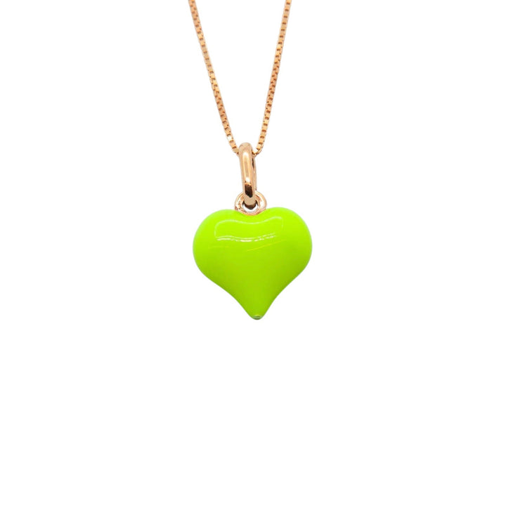Collana Cuore Bombato Smaltato Giallo Fluo - My Mo Gioielli