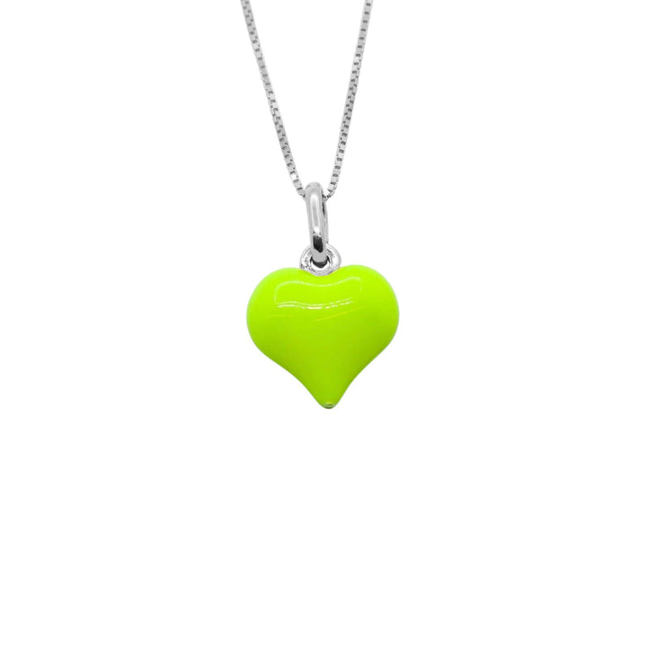 Collana Cuore Bombato Smaltato Giallo Fluo - My Mo Gioielli