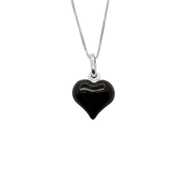 Collana Cuore Bombato Smaltato Nero - My Mo Gioielli