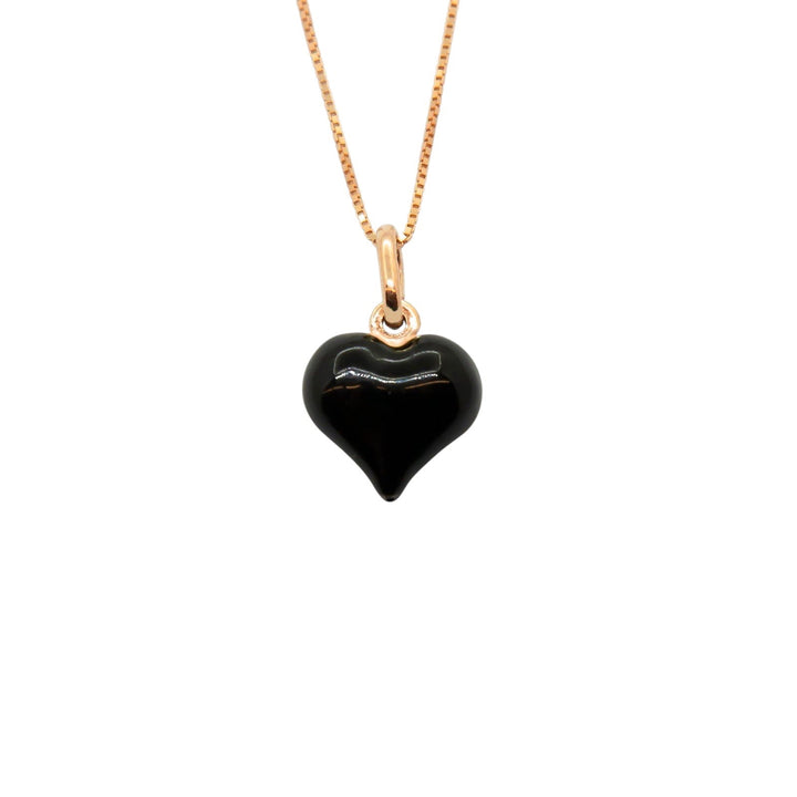 Collana Cuore Bombato Smaltato Nero - My Mo Gioielli