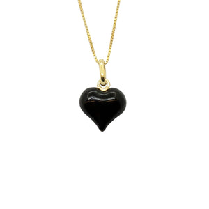 Collana Cuore Bombato Smaltato Nero - My Mo Gioielli