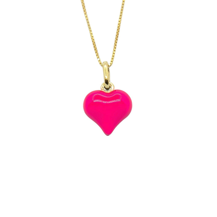 Collana Cuore Bombato Smaltato Rosa Fluo - My Mo Gioielli