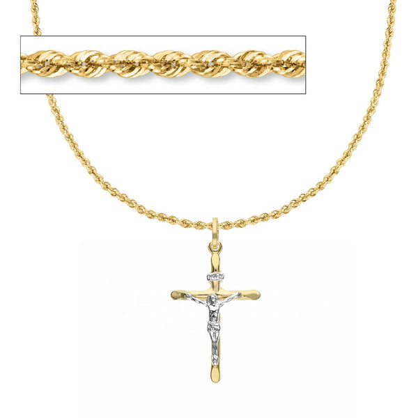 Collana Fune Corda con Croce Bicolore in Oro 18kt 2 mm - My Mo Gioielli