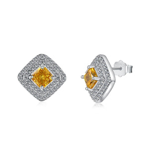 Orecchini a Lobo Rombo con Topazio Giallo e Contorno Pavé - My Mo Gioielli